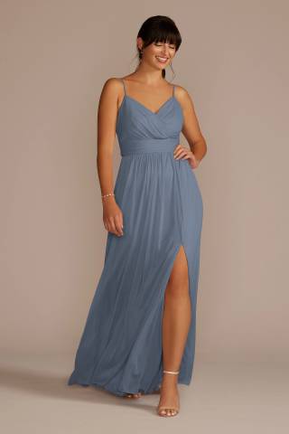 Picture of Spaghetti Strap Ruched Waist Mesh Dress
